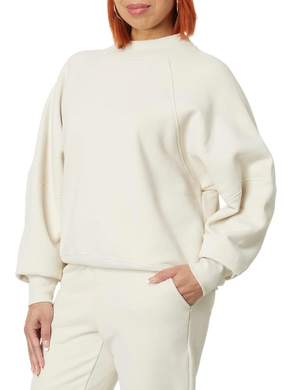 LABEL NWT mockneck go to cew Women's Cream Crewneck Pullover Sweatshirt size XS